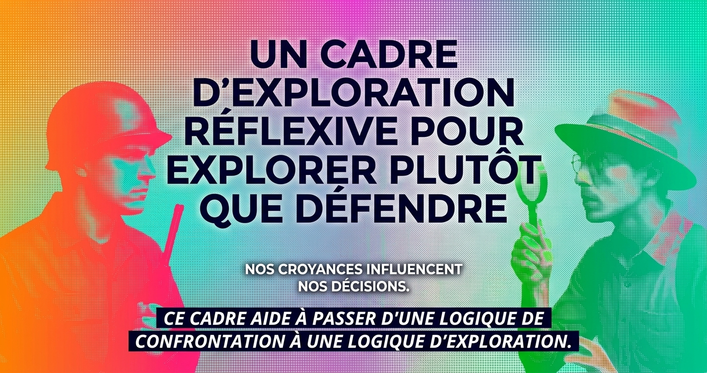 Un cadre d'exploration réflexive pour explorer plutôt que défendre, aidant à passer de la confrontation à l'exploration.